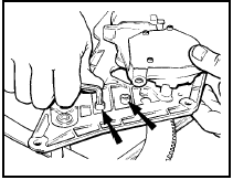 14.54a Removing the window motor regulator travel stop - Allen screws arrowed