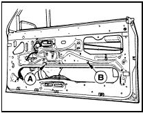 14.68 Adjusting screws (arrowed) for electric window glass on Cabriolet