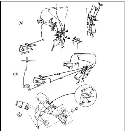 18.1 Layout of the solenoid operated central door locking system as fitted to