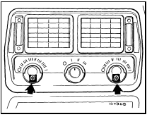 4.47 Heater control panel retaining screw locations - 1986 models onwards