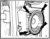 22.7 Cowl mounted loudspeaker retaining screw locations - pre-1986 models