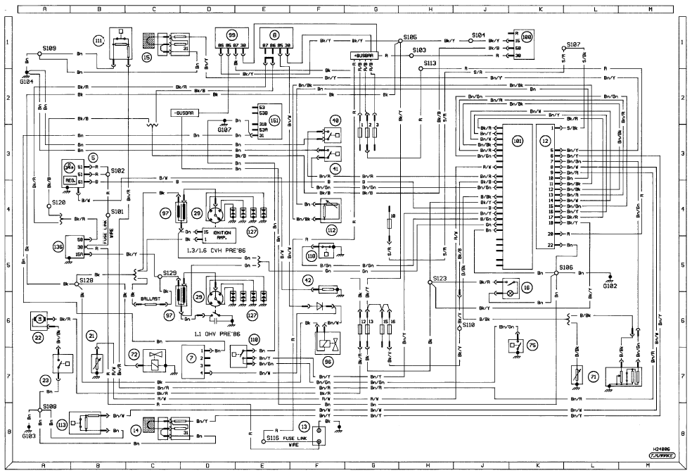 Diagram 1: 1980-86 Starting, charging, and ignition (except fuel injection