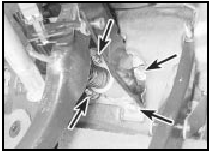 16.8 Hydraulic unit-to-bulkhead securing nuts (arrowed) - ABS