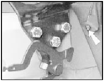 22.13 Cable tensioning block nut (arrowed) - Cabriolet models