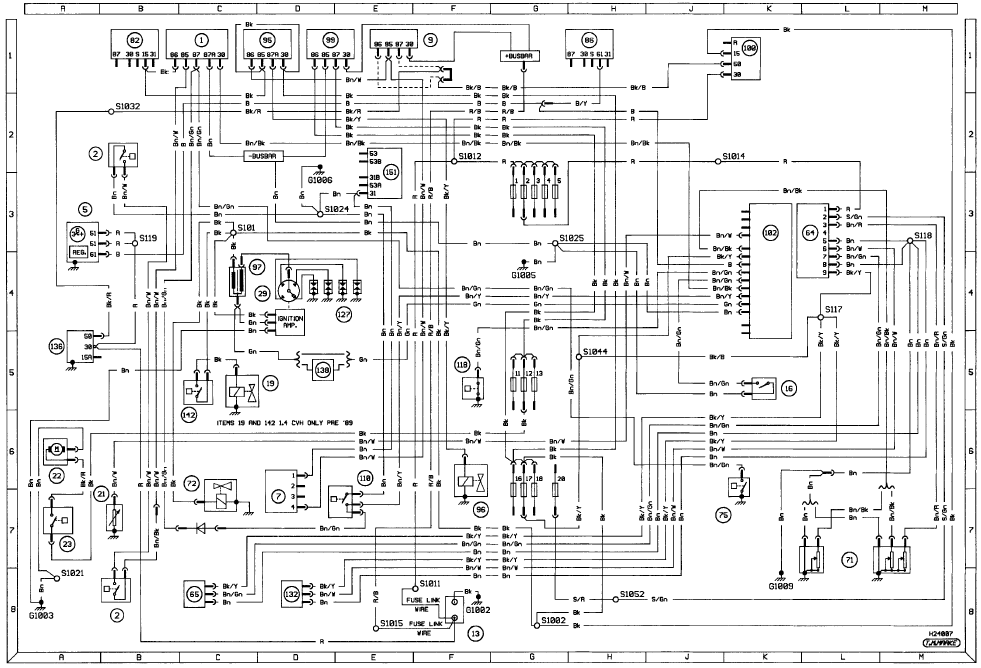 Diagram 1a: 1986-on Starting, charging, and ignition (except fuel injection)
