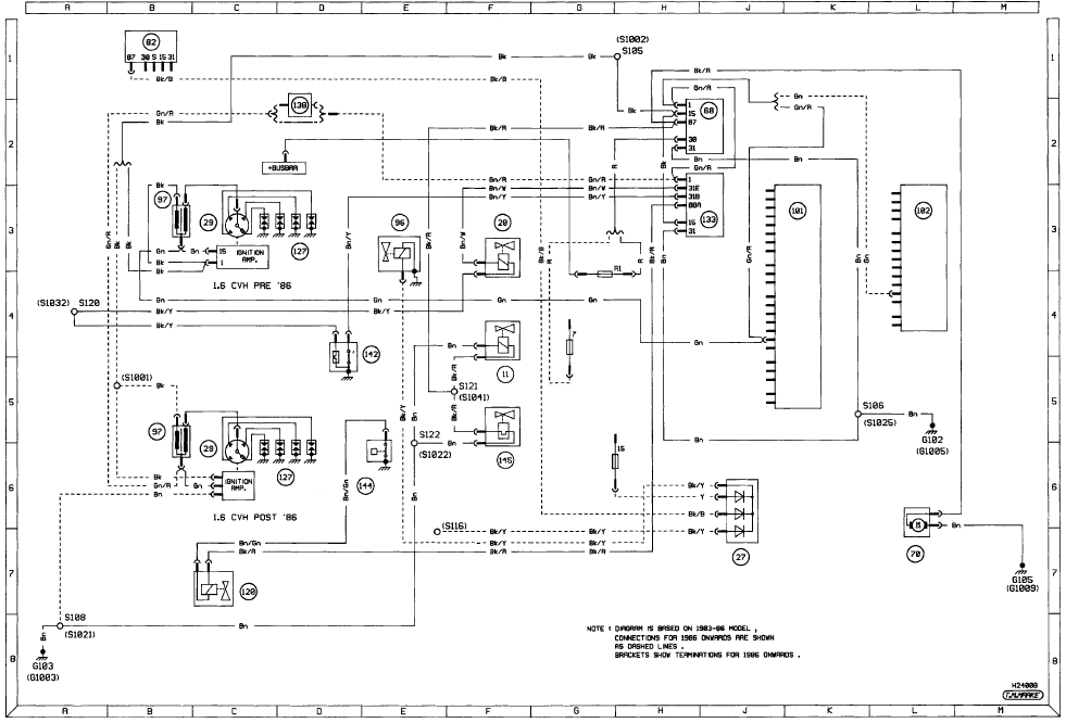 Diagram 4: 1983-on K-Jetronic fuel injection For starting and charging